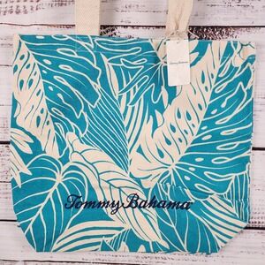 NWT Tommy Bahama Palm Leaves Canvas Tote Bag Large Green White Tropical SH481092